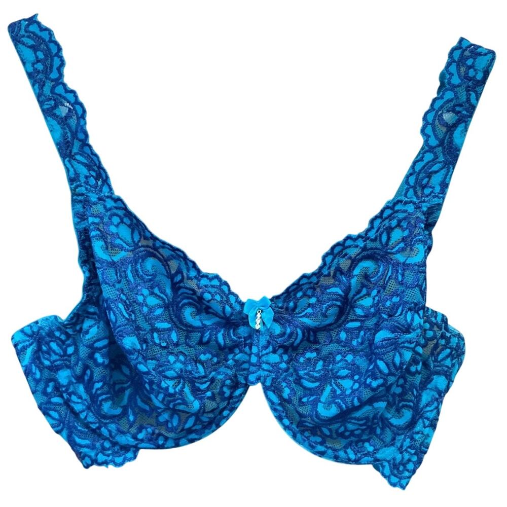 NEW Smart & Sexy Teal & Blue Lace Unlined Underwire Bra Womens 40C